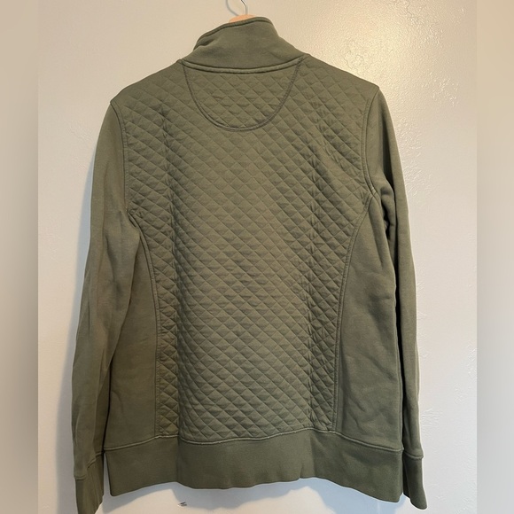 L.L Bean Women's Olive Green Quilted Quarter-Zip Pullover - Picture 10 of 12